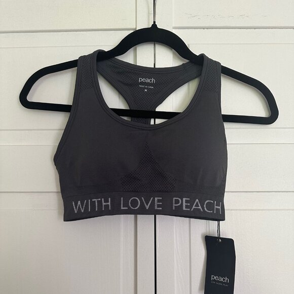 Peach Seamless Racerback Bra in Carbon Gray Size M - Picture 1 of 5
